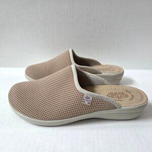 Fly Flot Shoes Womens 41 / 10 Tan Mesh Clogs Made in Italy Anatomic Anti Shock